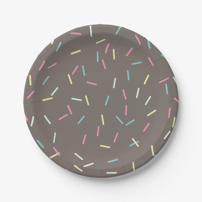 Rainbow Sprinkles Pattern Birthday Paper Plate (Front)