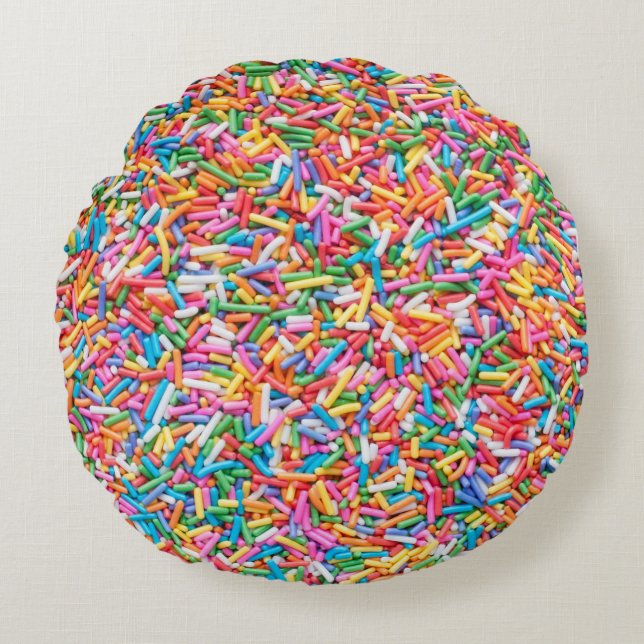Rainbow Sprinkles Round Pillow (Front)