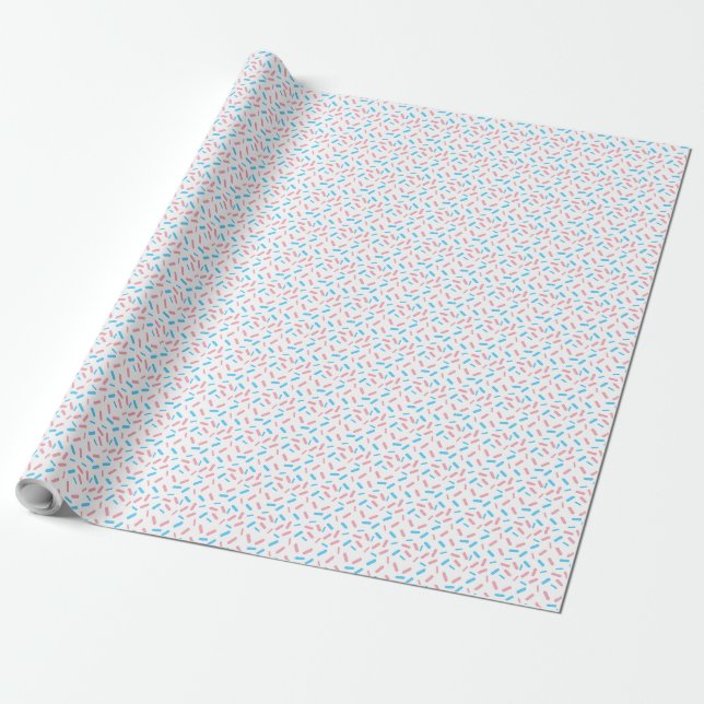 Rainbow Sprinkles Transgender Pride Flag Wrapping Paper (Unrolled)