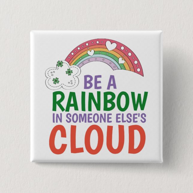 Rainbow- Square Button Pin (Front)