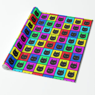 Rainbow Square Cat Pattern Wrapping Paper