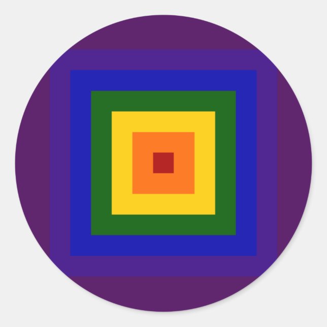Rainbow Square Classic Round Sticker (Front)
