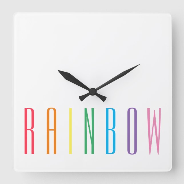 RAINBOW Square Wall Clock (Front)