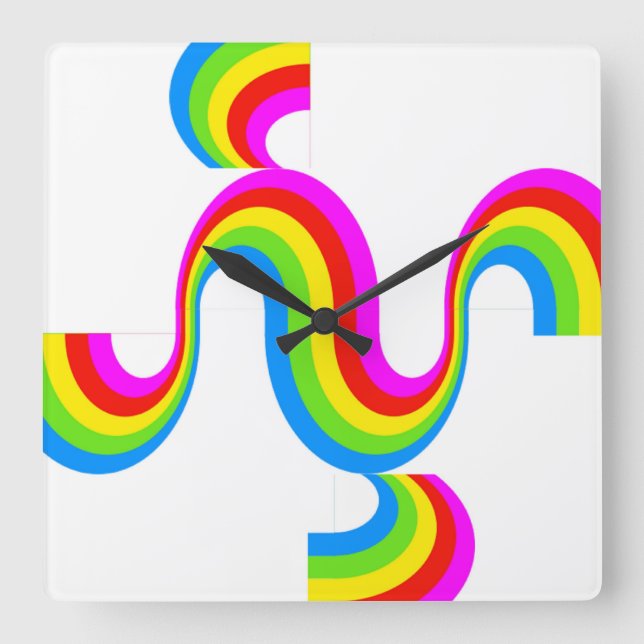 RAINBOW SQUARE WALL CLOCK (Front)