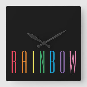 RAINBOW Square Wall Clock / Black