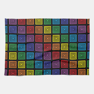 Rainbow Squared Black Kitchen Towel