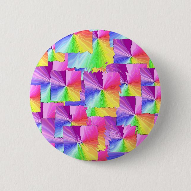 Rainbow Squares 2 Inch Round Button (Front)