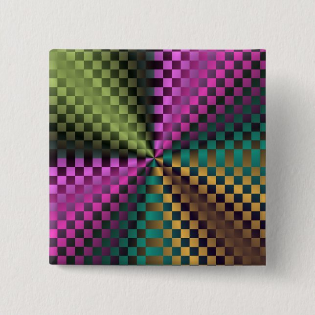 Rainbow Squares 2 Inch Square Button (Front)