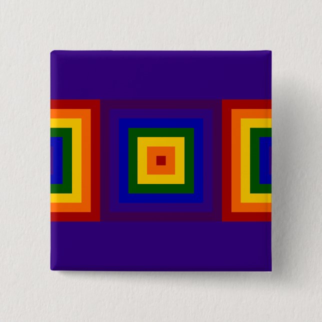 Rainbow Squares 2 Inch Square Button (Front)
