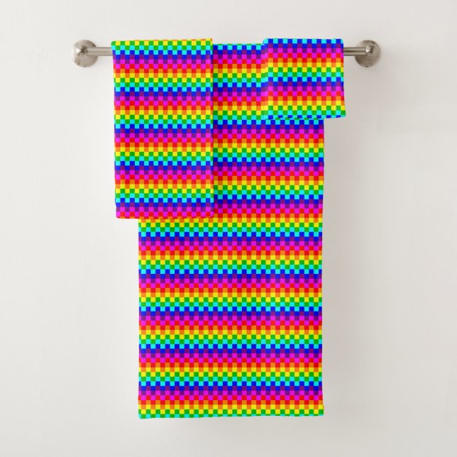 Rainbow squares bath towel set (Insitu)