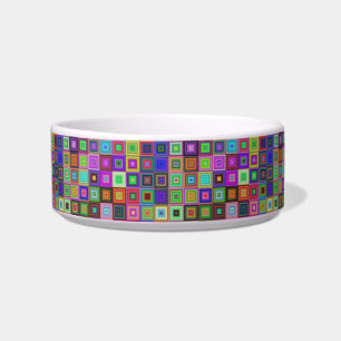 rainbow squares cat food bowl