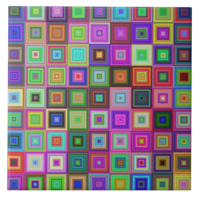rainbow squares ceramic tile (Front)