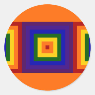 Rainbow Squares Classic Round Sticker