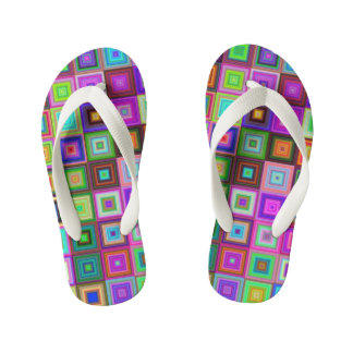 rainbow squares kids flip flops