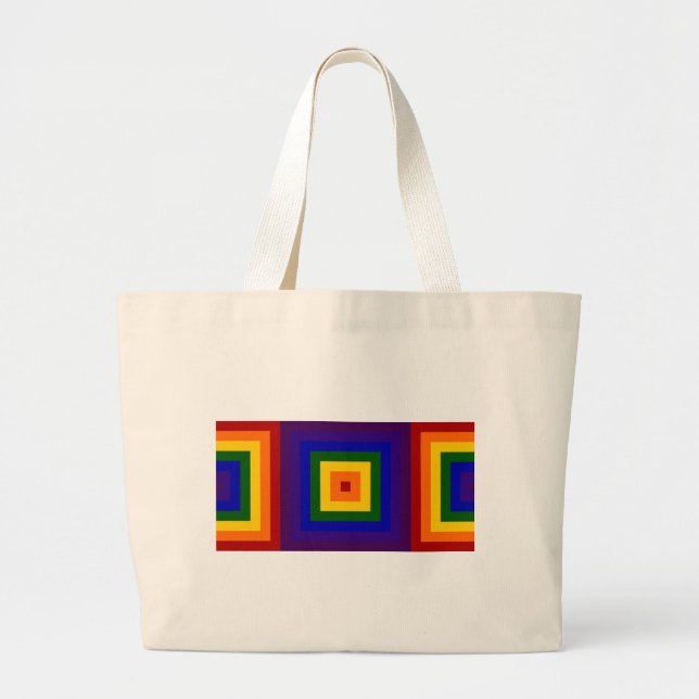 Rainbow Squares Large Tote Bag (Front)