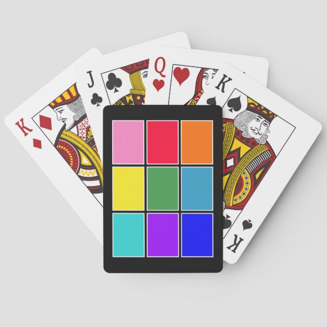 Rainbow Squares on Black  Playing Cards (Back)