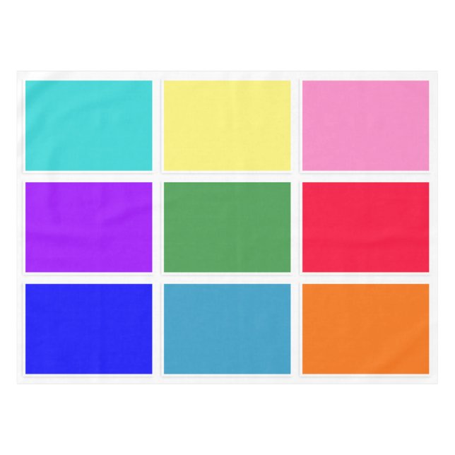 Rainbow Squares on White  Tablecloth (Front (Horizontal))