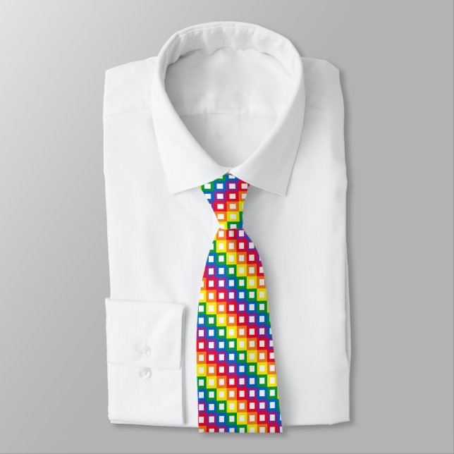 Rainbow Squares Tie (Tied)