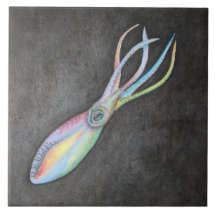 Rainbow Squid Ceramic Tile