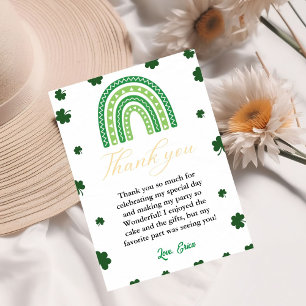 Rainbow St patrick's day Birthday Thank You Card