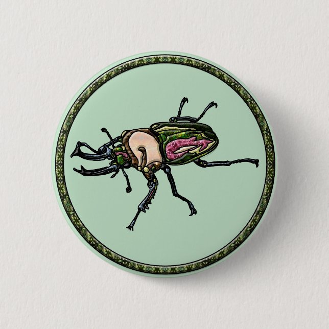 Rainbow Stag Beetle 2 Inch Round Button (Front)