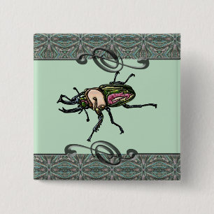 Rainbow Stag Beetle 2 Inch Square Button