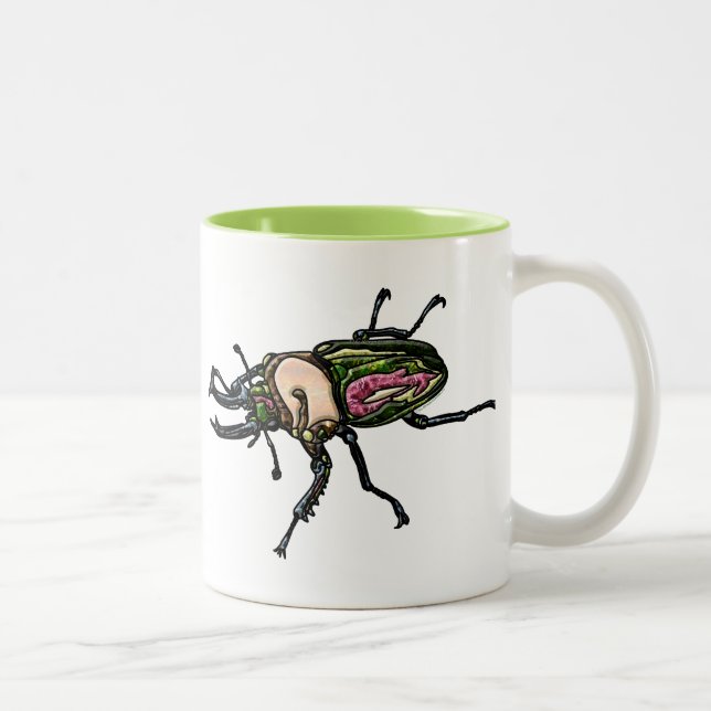Rainbow Stag Beetle Two-Tone Coffee Mug (Right)