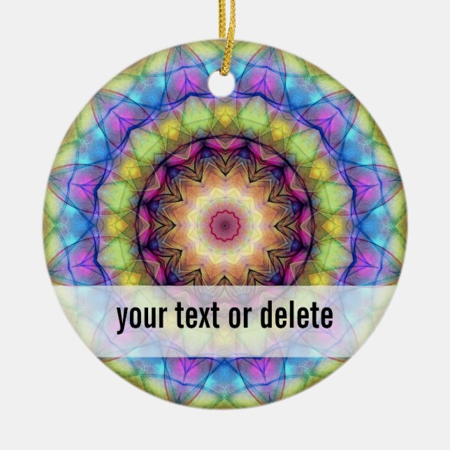 Rainbow stained Glass Ceramic Ornament (Front)