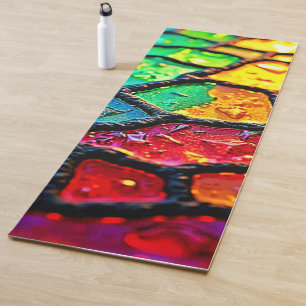 Rainbow Stained Glass Close-Up Art Yoga Mat
