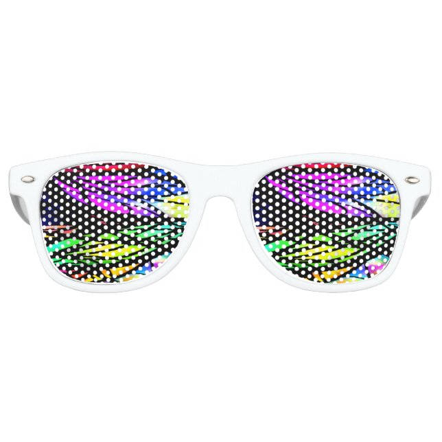 Rainbow Stained Glass Colourful Fancy Fun Retro Sunglasses (Front)