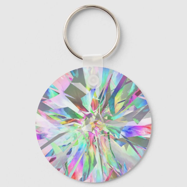 Rainbow Stained Glass Flower Keychain (Front)