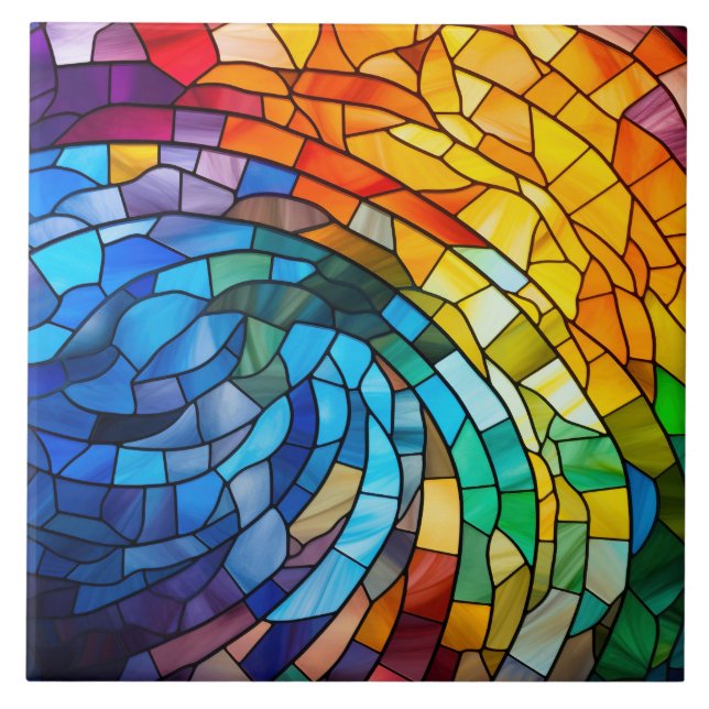 Rainbow Stained Glass  Tile (Front)