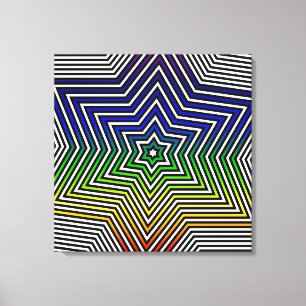Rainbow Star Blue Red Yellow Green Canvas Graphic Print
