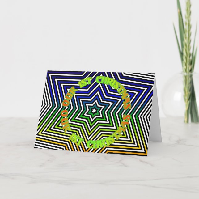 Rainbow Star First Christmas Holiday Greeting Card (Front)