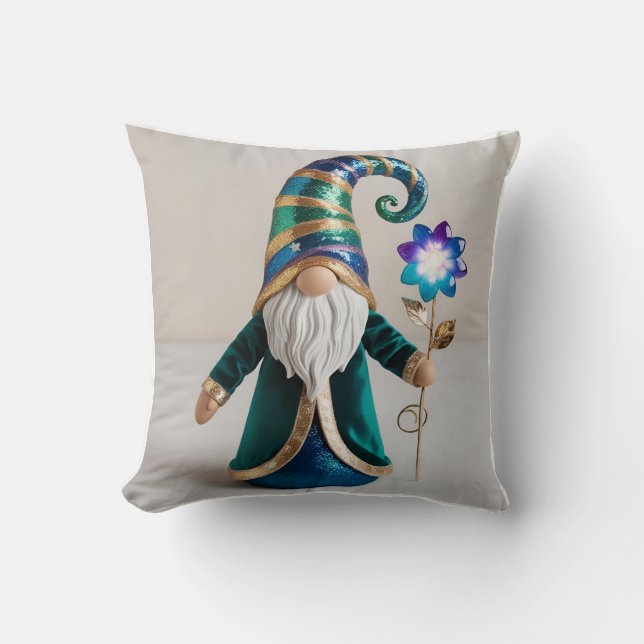 Rainbow Star Gnome for Mom Throw Pillow (Front)