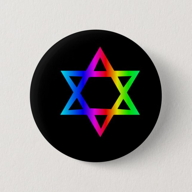 Rainbow Star Of David 2 Inch Round Button (Front)