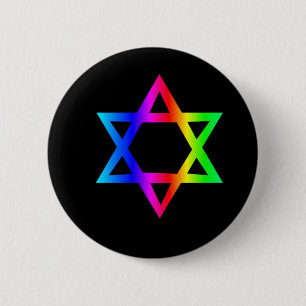 Rainbow Star Of David 2 Inch Round Button