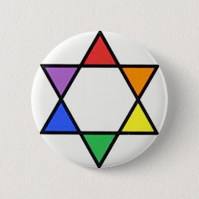 rainbow star of david 2 inch round button (Front)