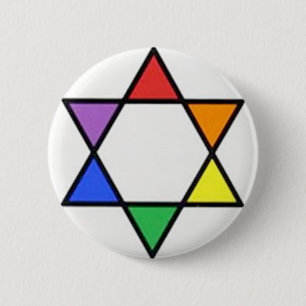 rainbow star of david 2 inch round button