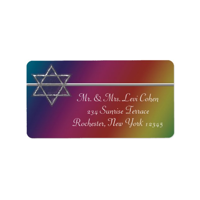 Rainbow Star of David Address Labels (Front)