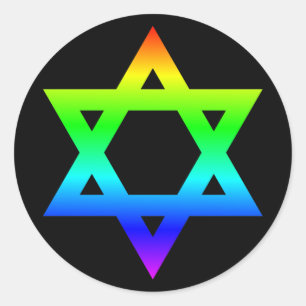 Rainbow Star of David Classic Round Sticker