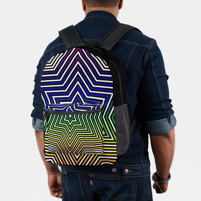 Rainbow Star Pattern All over print backpack (Insitu (Model))