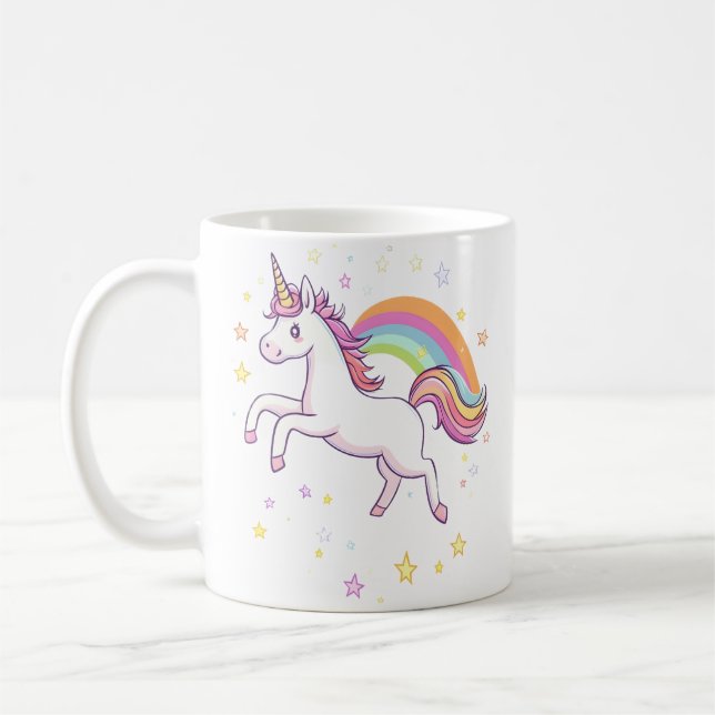 Rainbow Star Unicorn (1) Coffee Mug (Left)