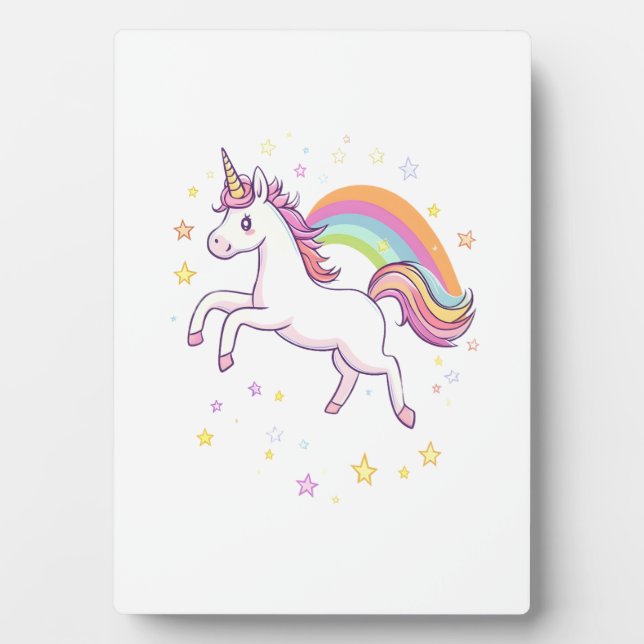 Rainbow Star Unicorn (1) Plaque (Front)