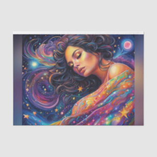 Rainbow Starry Night Sky Cosmic Goddess Decoupage Tissue Paper