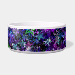 rainbow stars cat food bowl