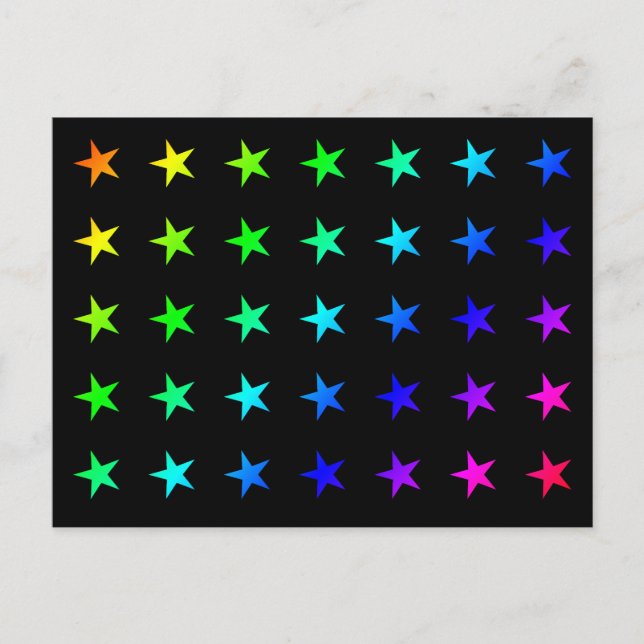 Rainbow Stars Colourful Multicolor Stars Shape Ico Postcard (Front)