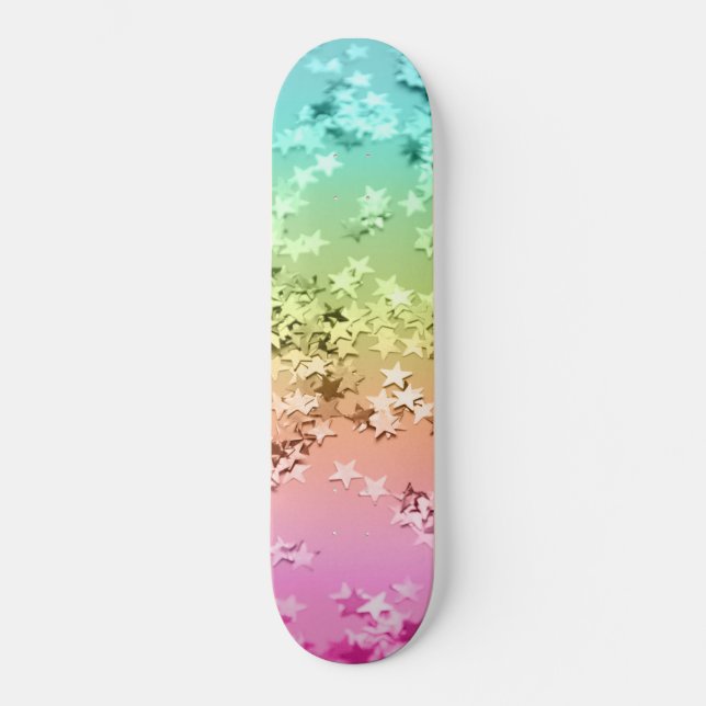 Rainbow Stars Glitter #1 #shiny Skateboard (Front)