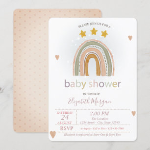 Rainbow Stars Hearts,Polka Dots Baby Shower  Invitation