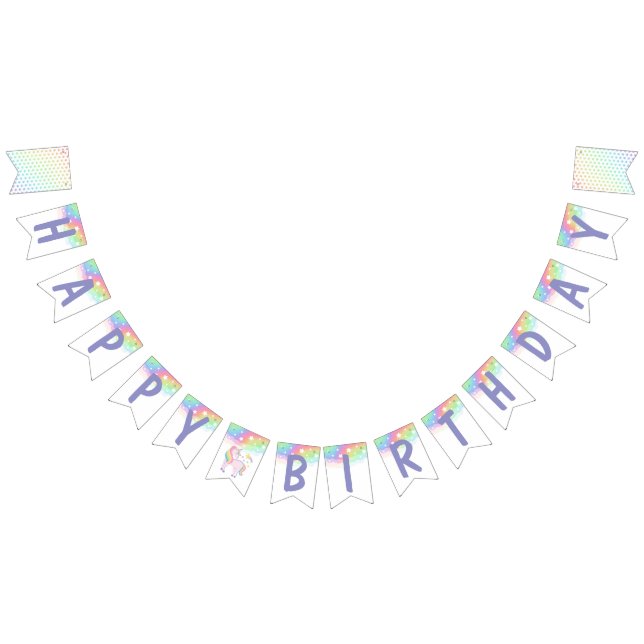 Rainbow Stars & Magical Unicorn Happy Birthday Bunting Flags (All)